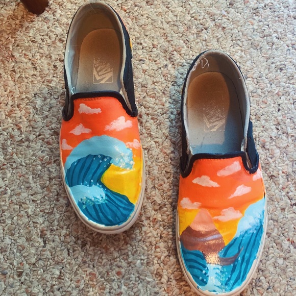 painted vans slip ons